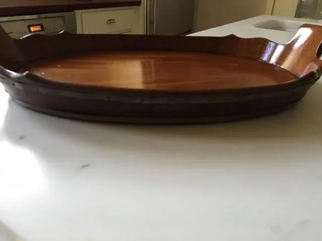 George III Oval Mahogany Tray With Fluted Edge - 7