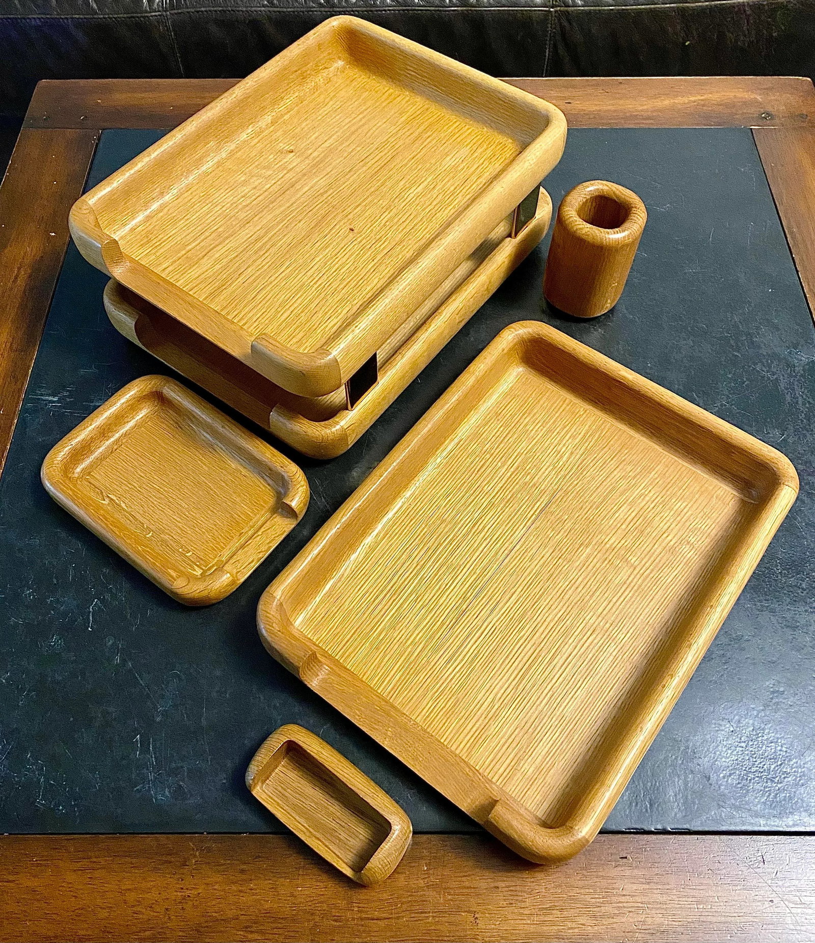 Mid-Century Eldon Woodline Desk Set, 5-Piece in Oak, Series 6500 - 12
