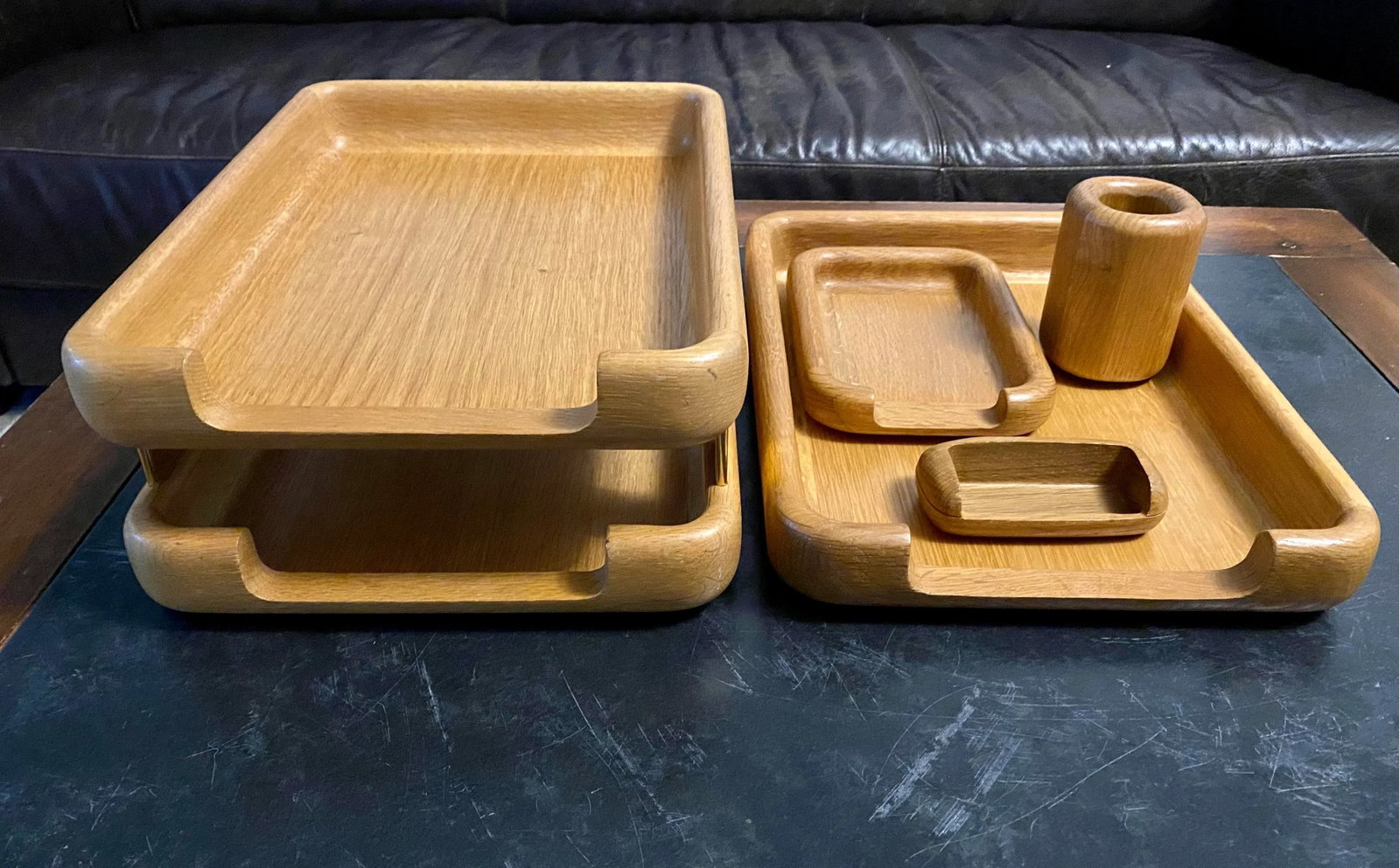 Mid-Century Eldon Woodline Desk Set, 5-Piece in Oak, Series 6500 - 3