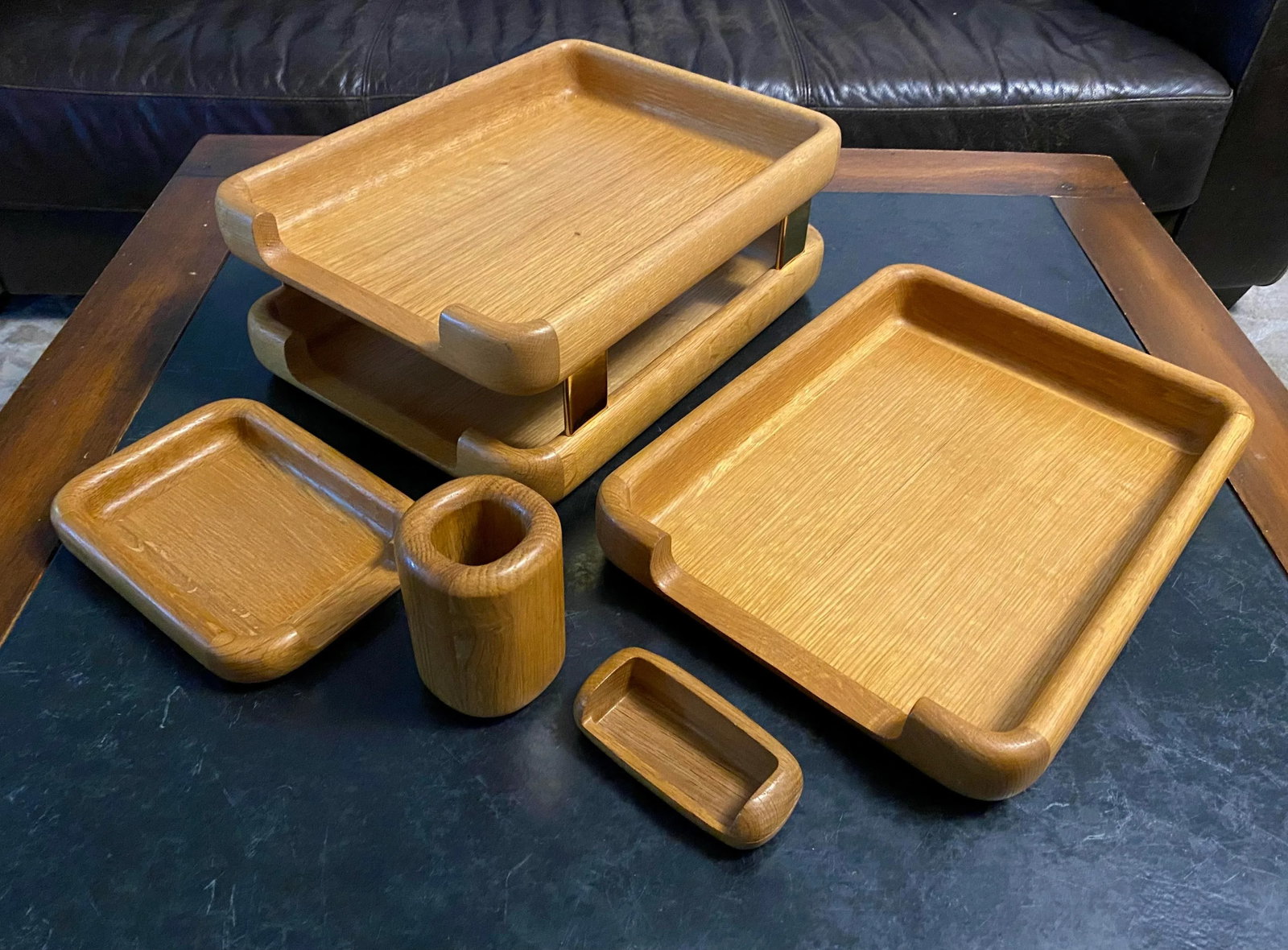 Mid-Century Eldon Woodline Desk Set, 5-Piece in Oak, Series 6500 - 4