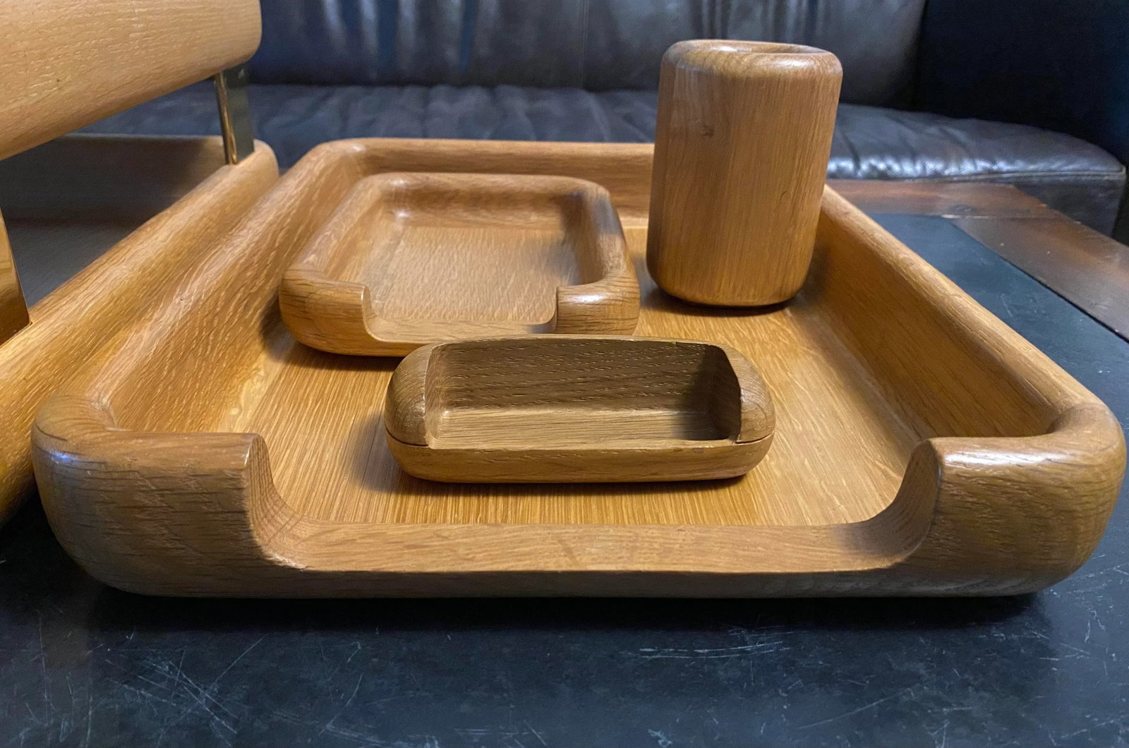 Mid-Century Eldon Woodline Desk Set, 5-Piece in Oak, Series 6500 - 7