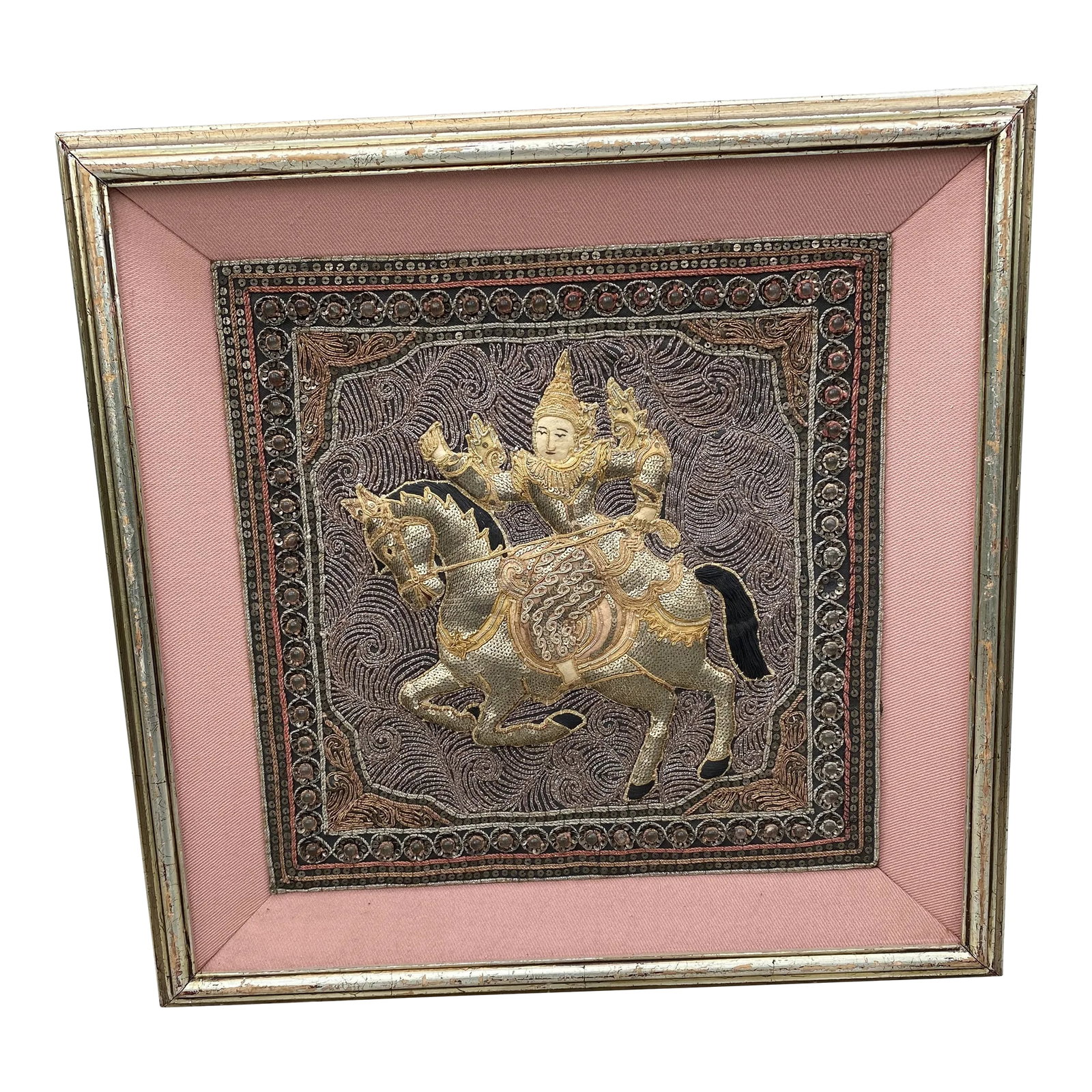 Vintage 1960s Framed Burmese Myanmar Kalaga Embroidery (1 of 13)