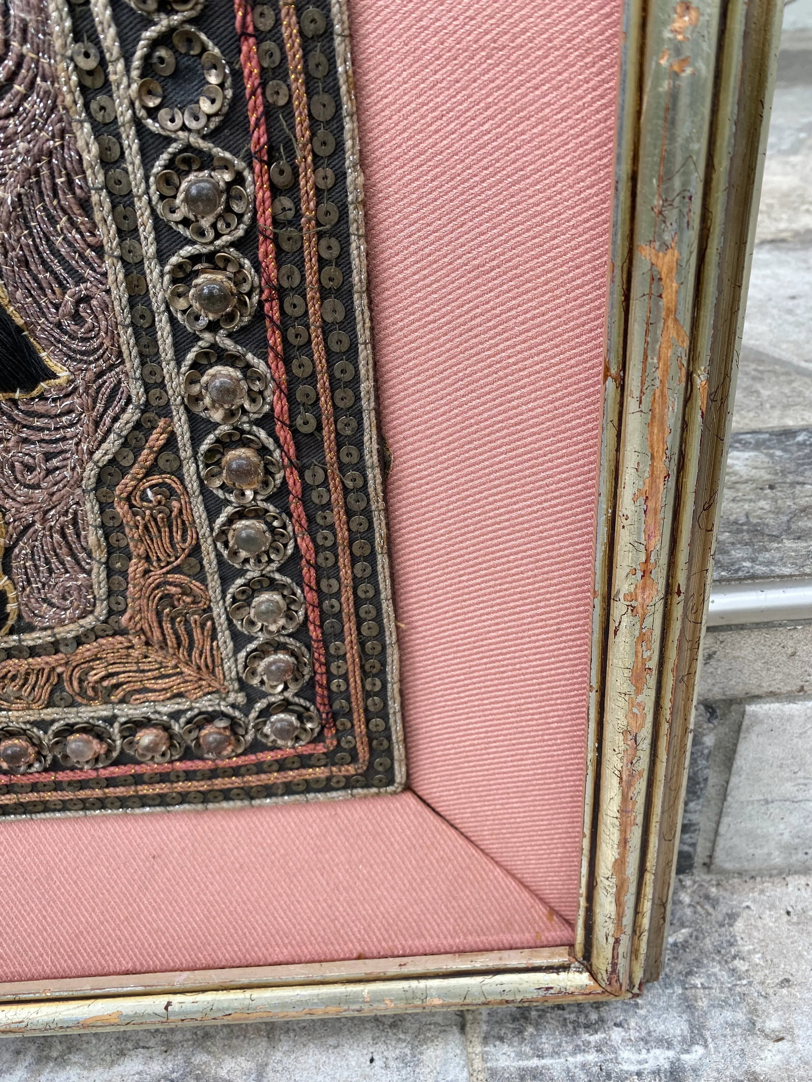 Vintage 1960s Framed Burmese Myanmar Kalaga Embroidery - 6
