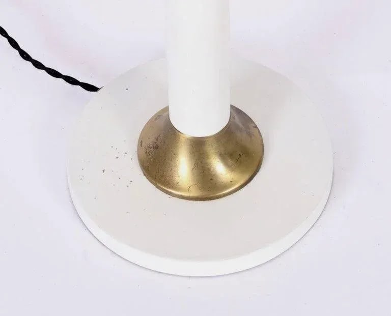 Tall Rembrandt Lamp Co. White Candlestick Lamps with Glass Shades, 1950s - A Pair - 5