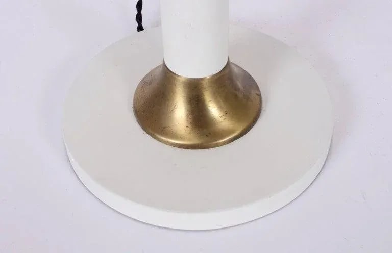 Tall Rembrandt Lamp Co. White Candlestick Lamps with Glass Shades, 1950s - A Pair - 6