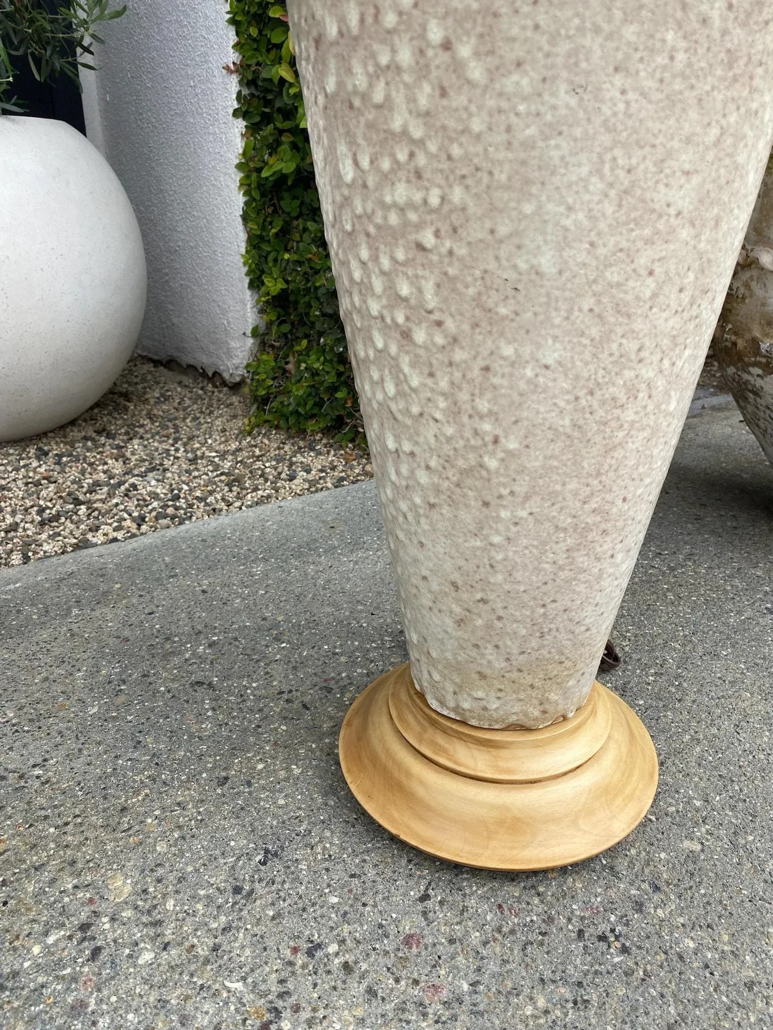 Vintage Tall White Textured Ceramic Lamps - a Pair - 5