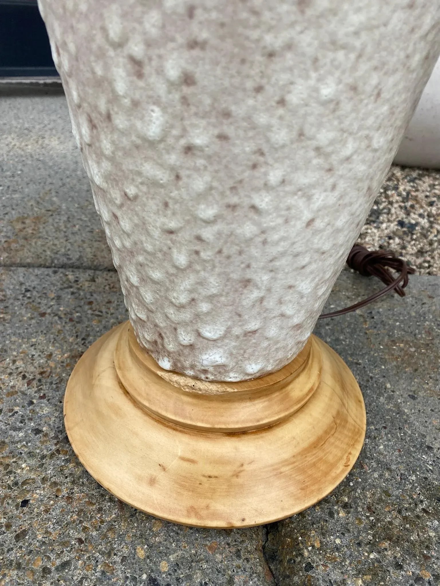 Vintage Tall White Textured Ceramic Lamps - a Pair - 7