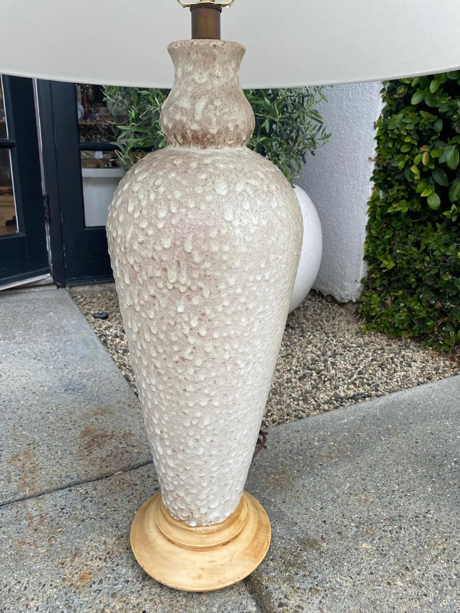Vintage Tall White Textured Ceramic Lamps - a Pair - 9
