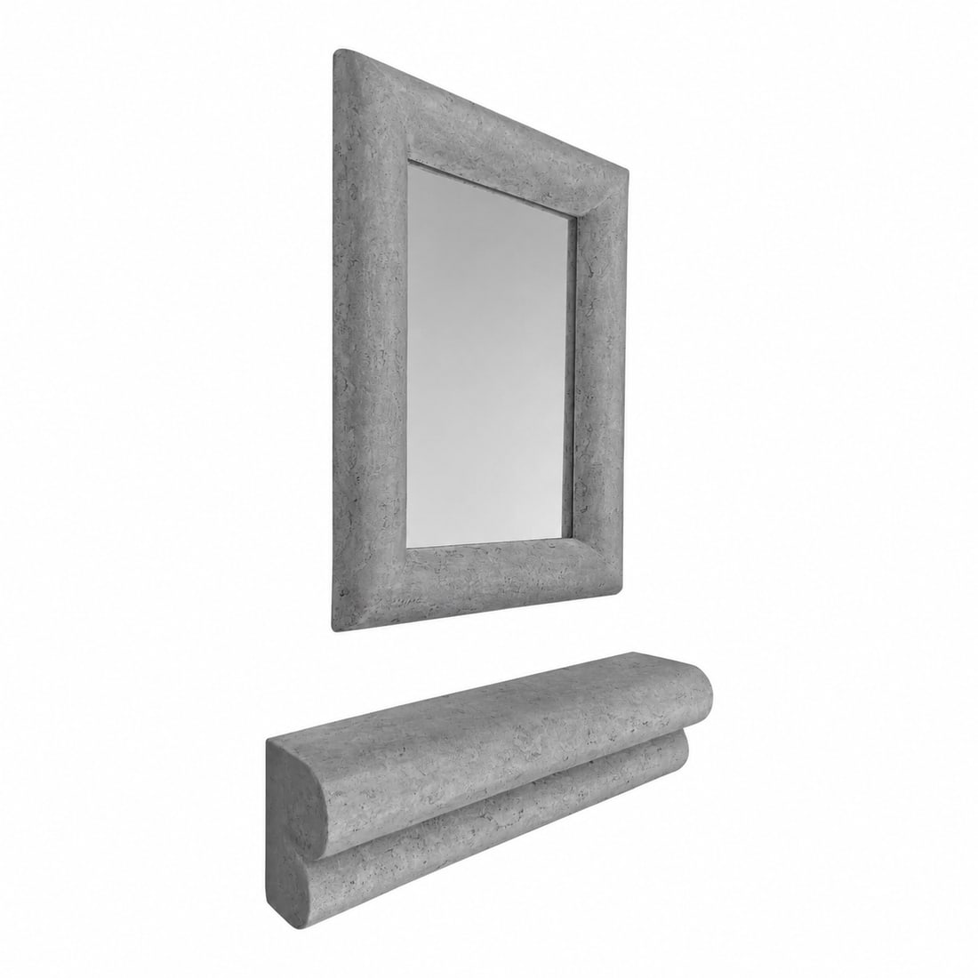 Large Vintage Stone Mirror and Wall Console - 5