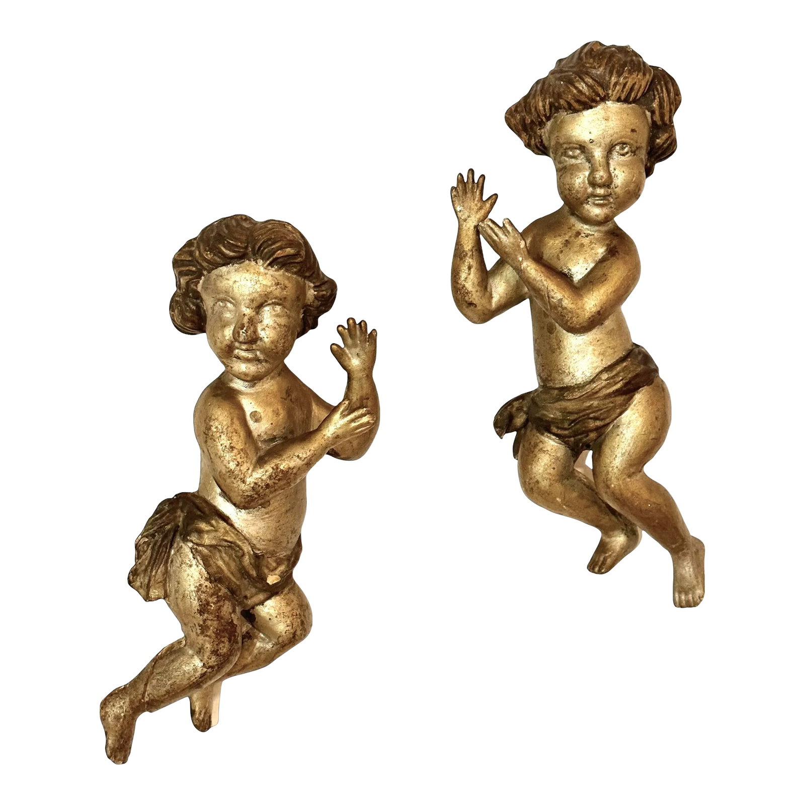 Pair 17th Century Italian Hand Carved Baroque Giltwood Putti (1 of 11)