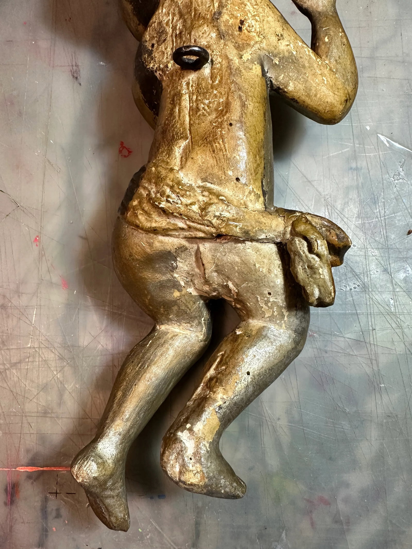 Pair 17th Century Italian Hand Carved Baroque Giltwood Putti - 4