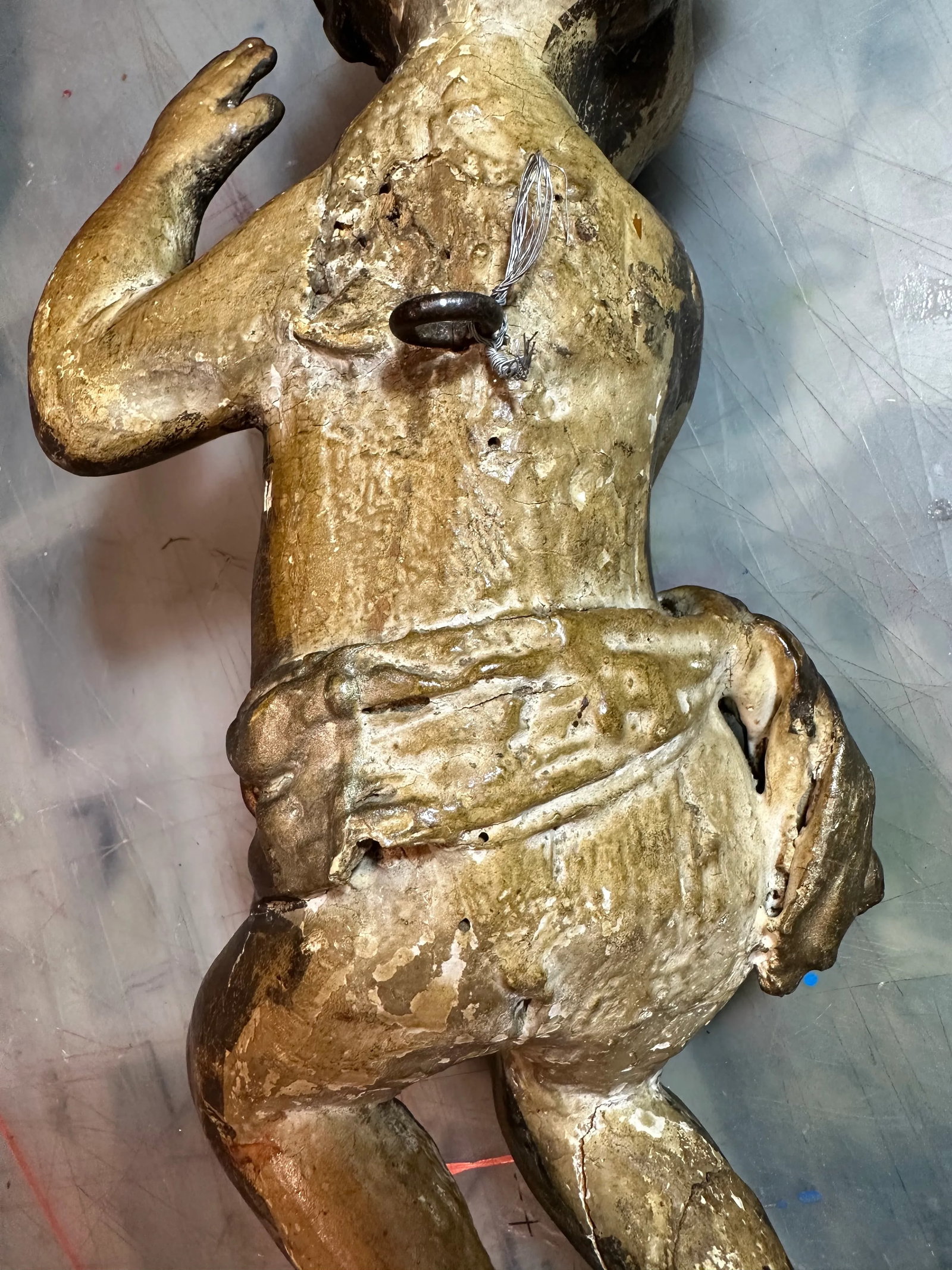 Pair 17th Century Italian Hand Carved Baroque Giltwood Putti - 6