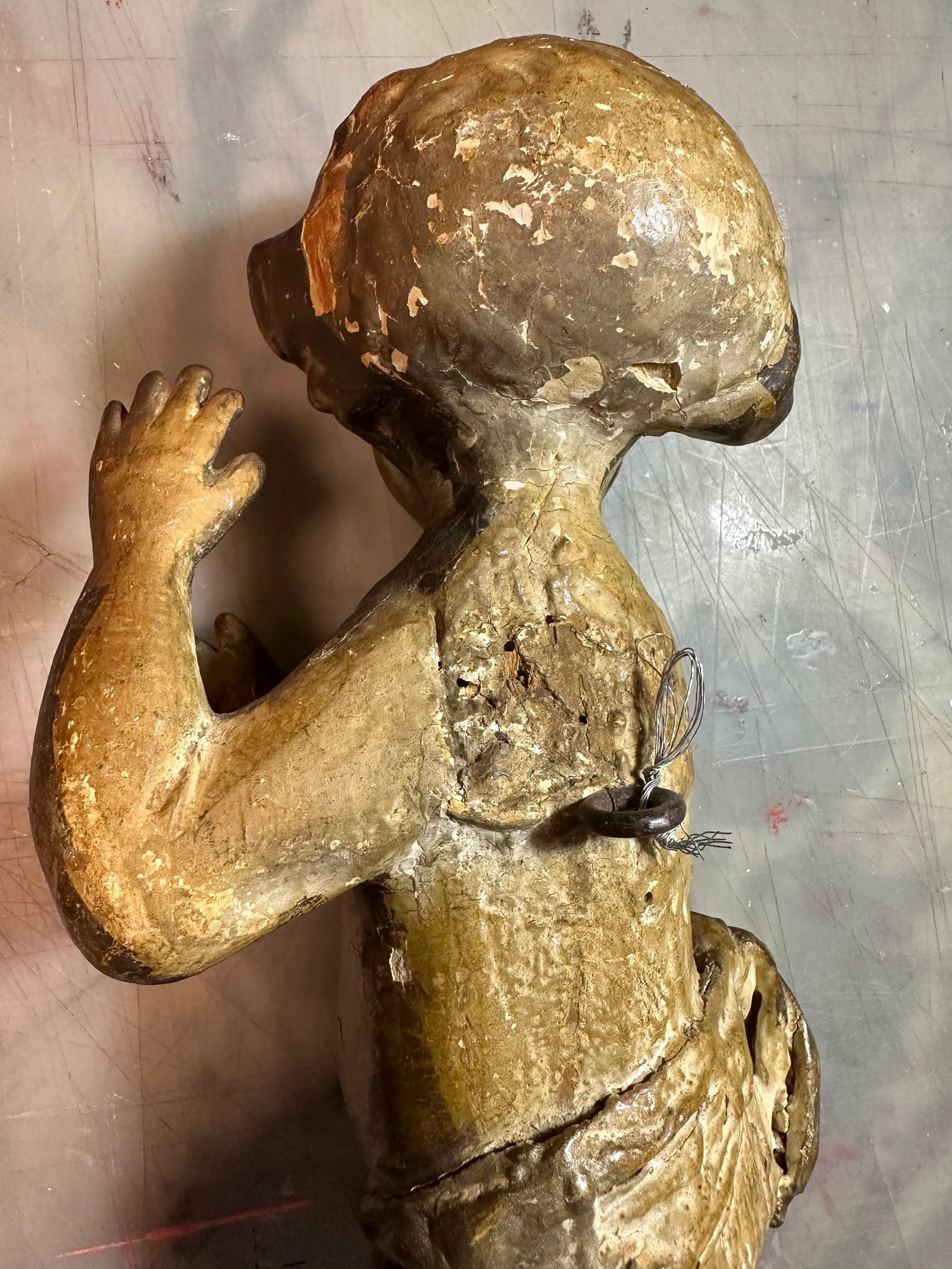 Pair 17th Century Italian Hand Carved Baroque Giltwood Putti - 7