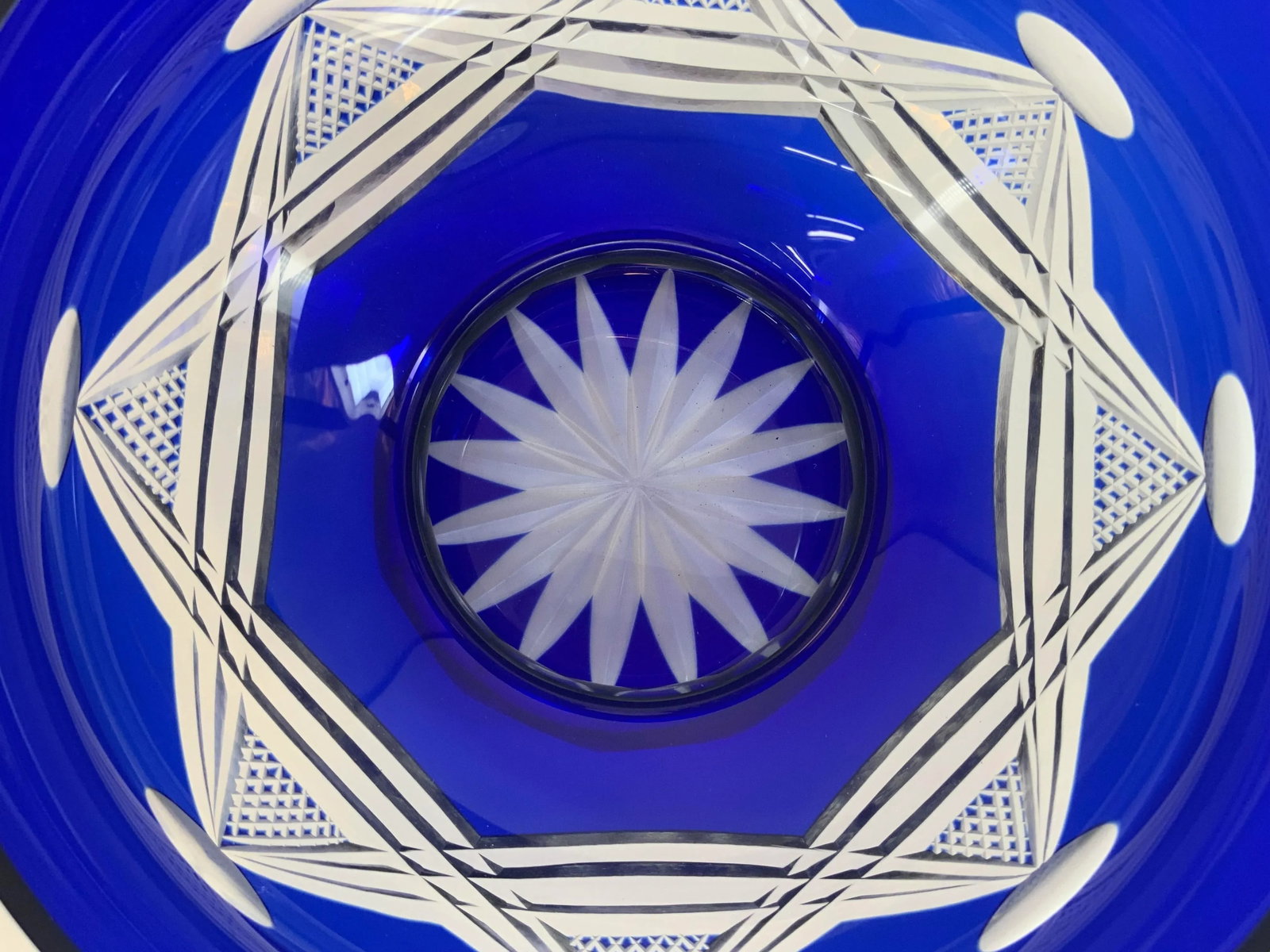 Vintage Bohemian Cobalt Blue Pedestal Bowl - 4
