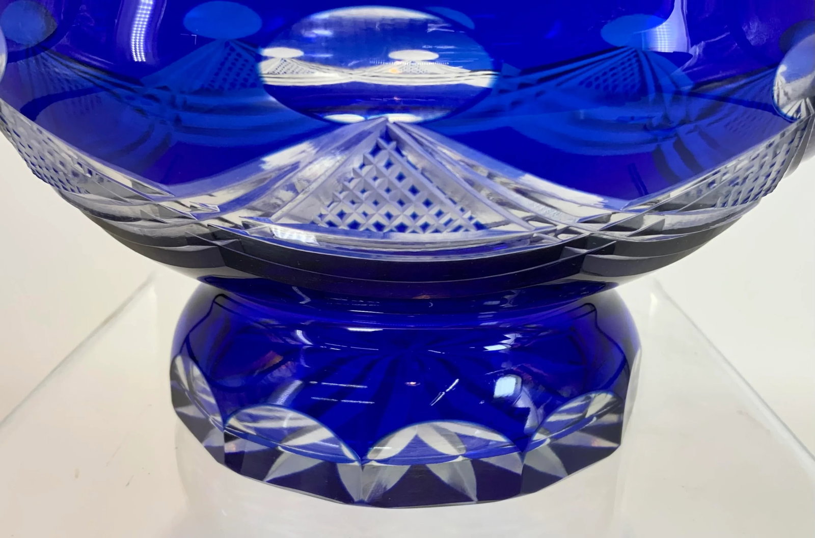 Vintage Bohemian Cobalt Blue Pedestal Bowl - 5