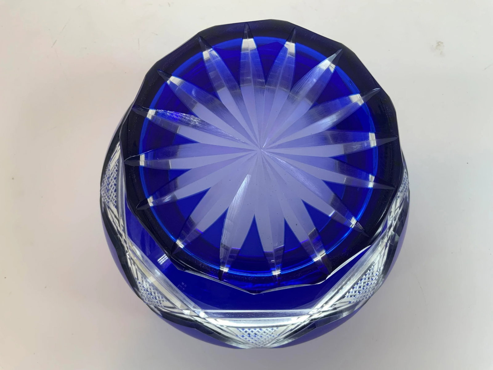 Vintage Bohemian Cobalt Blue Pedestal Bowl - 7