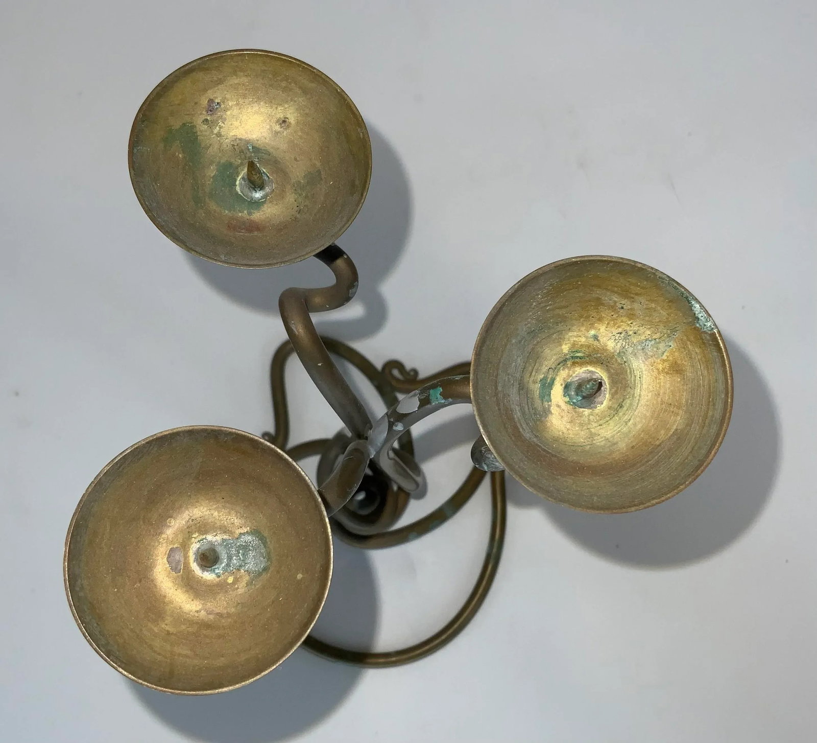 Vintage Hand Wrought Brass Three Arm Candleholder by Joe Spoon Metal Smith - 6