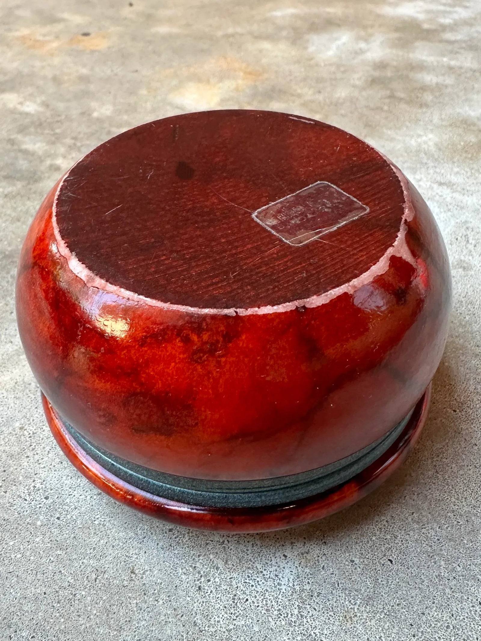 Italian Round Red Alabaster Hinged Trinket Box - 4