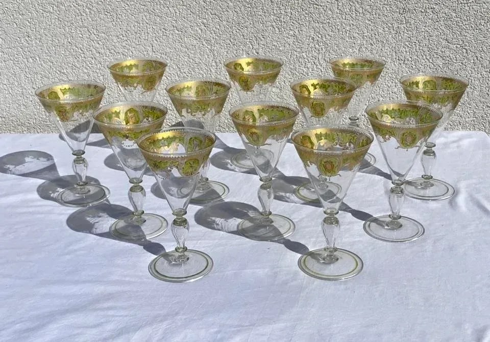 Vintage Murano Attributed Glass Goblets- Set of 12 - 10