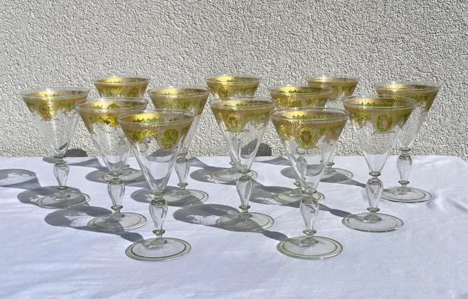 Vintage Murano Attributed Glass Goblets- Set of 12 - 11