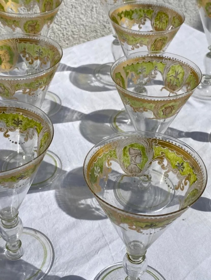 Vintage Murano Attributed Glass Goblets- Set of 12 - 12