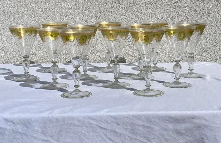 Vintage Murano Attributed Glass Goblets- Set of 12 - 13