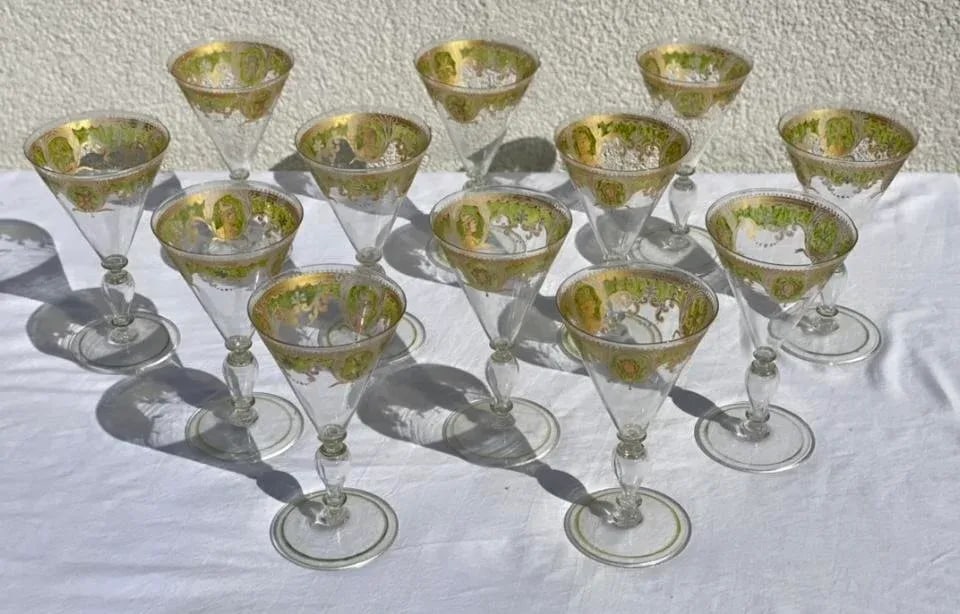 Vintage Murano Attributed Glass Goblets- Set of 12 - 2