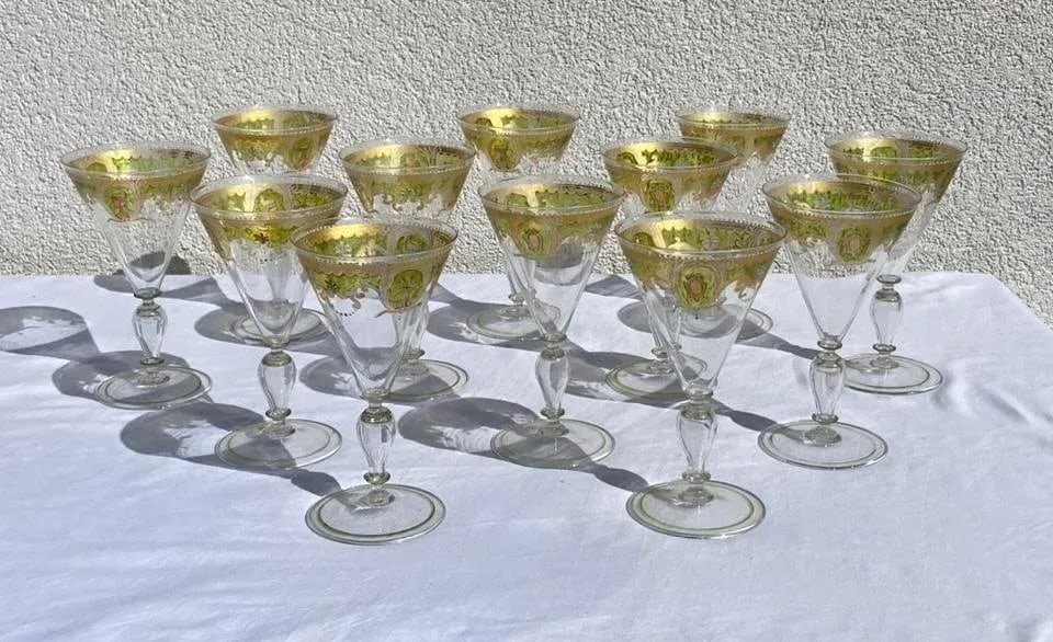Vintage Murano Attributed Glass Goblets- Set of 12 - 3