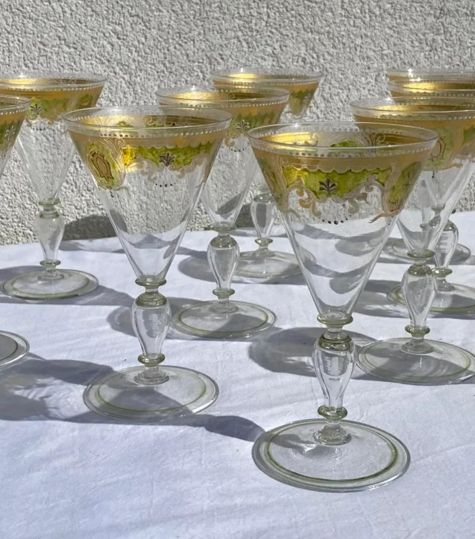 Vintage Murano Attributed Glass Goblets- Set of 12 - 4