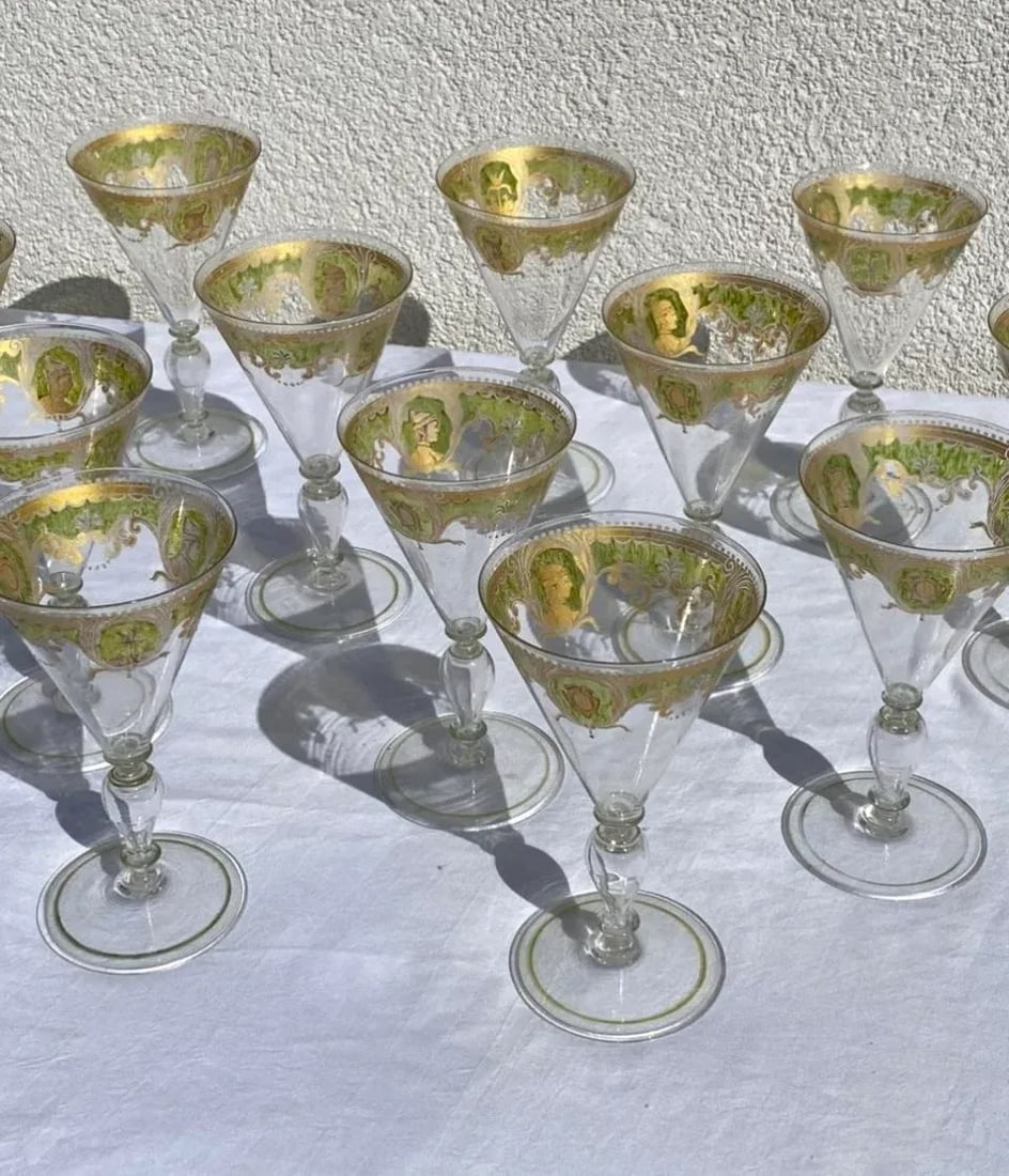 Vintage Murano Attributed Glass Goblets- Set of 12 - 7