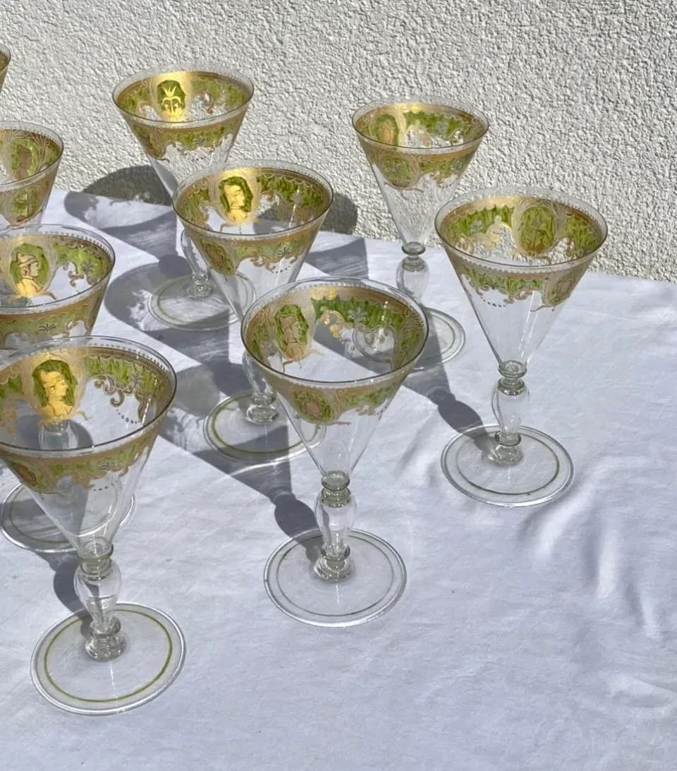 Vintage Murano Attributed Glass Goblets- Set of 12 - 8
