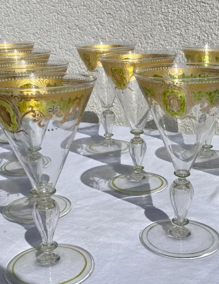 Vintage Murano Attributed Glass Goblets- Set of 12 - 9