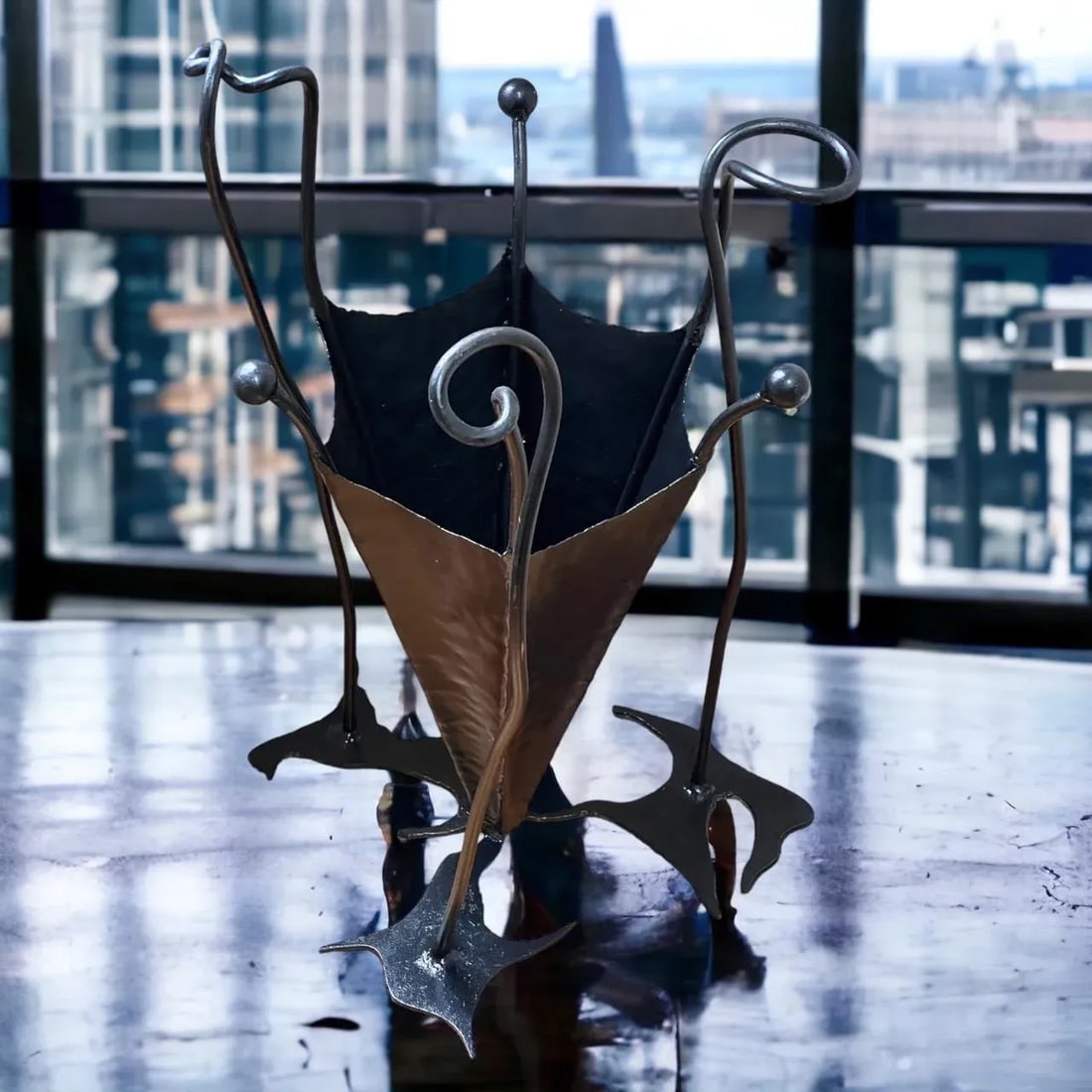 1960s Mid-Century Modern Brutalist Hand Wrought Iron Umbrella Stand - 10