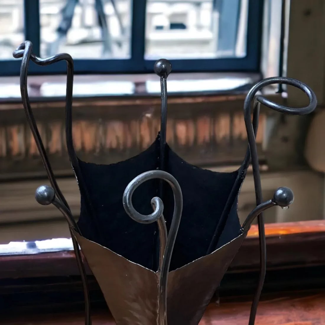 1960s Mid-Century Modern Brutalist Hand Wrought Iron Umbrella Stand - 11