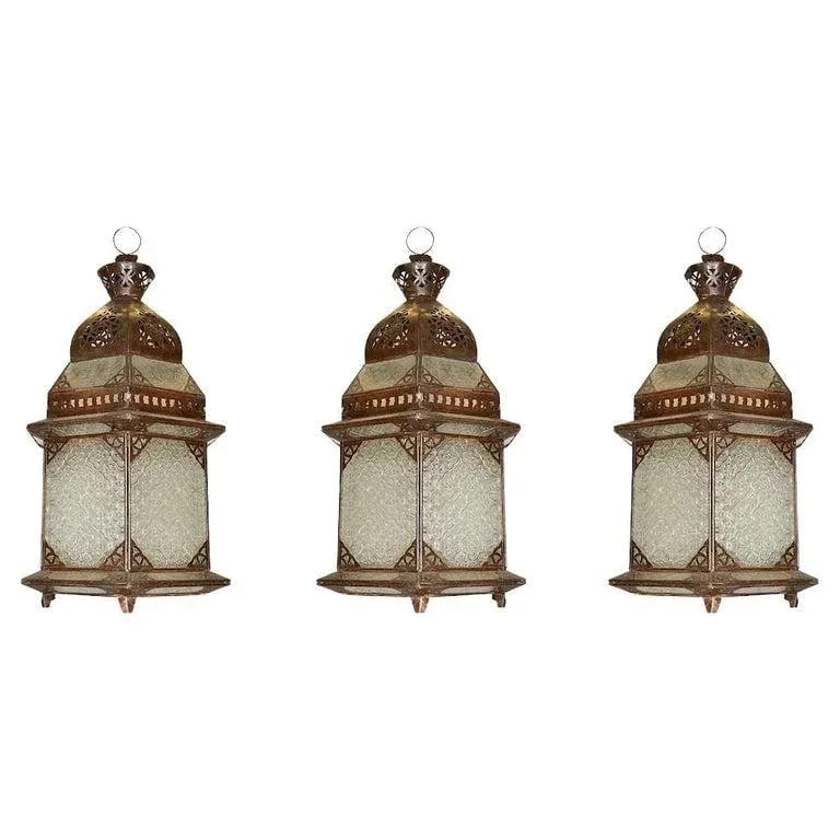 1920s Oriental Style Metal Lanterns - Set of 3 - 13
