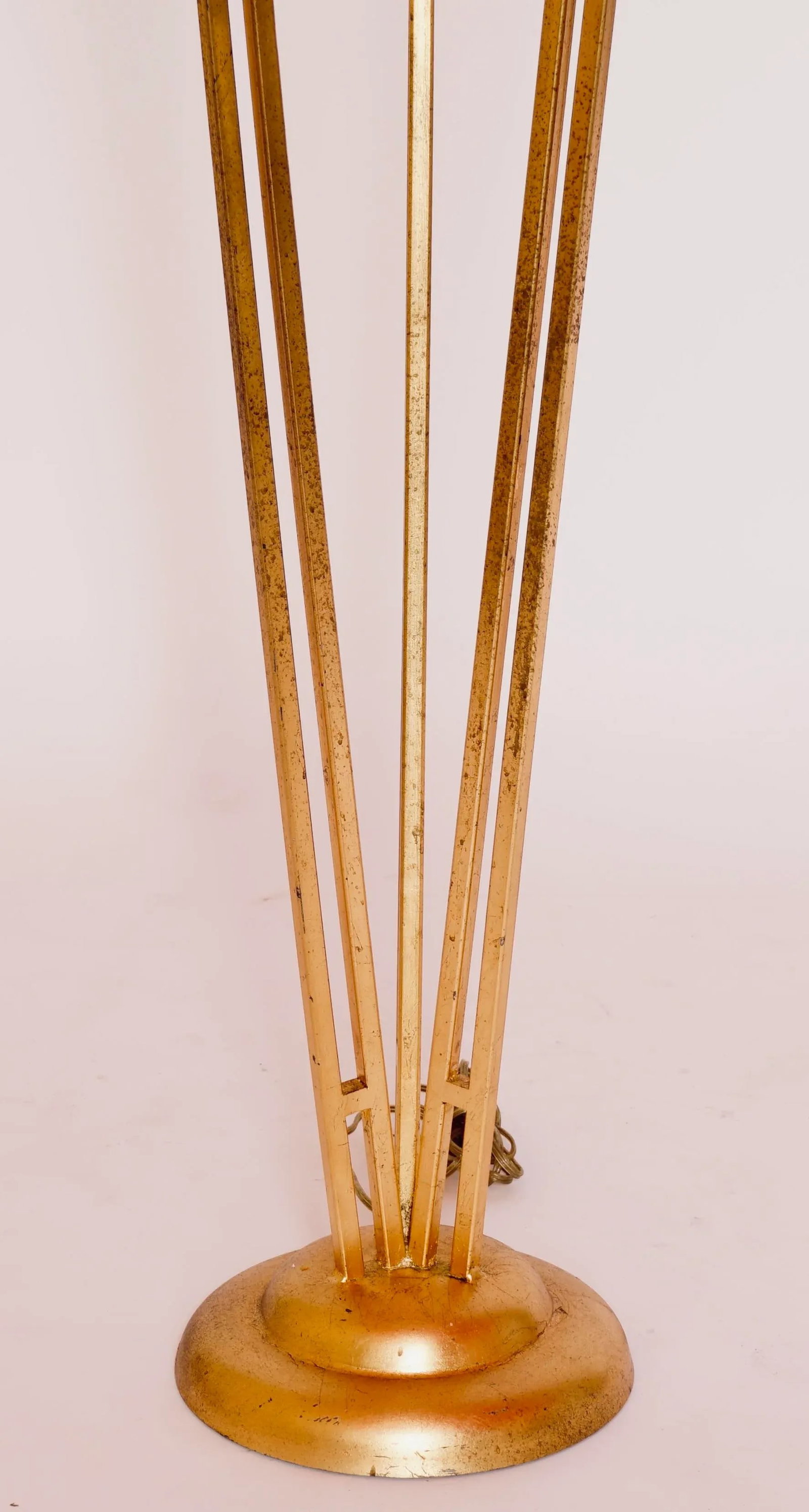 1950s Art Deco Style Brass, Metal and Stacked Lucite Floor Lamp With Golden Shade - 4