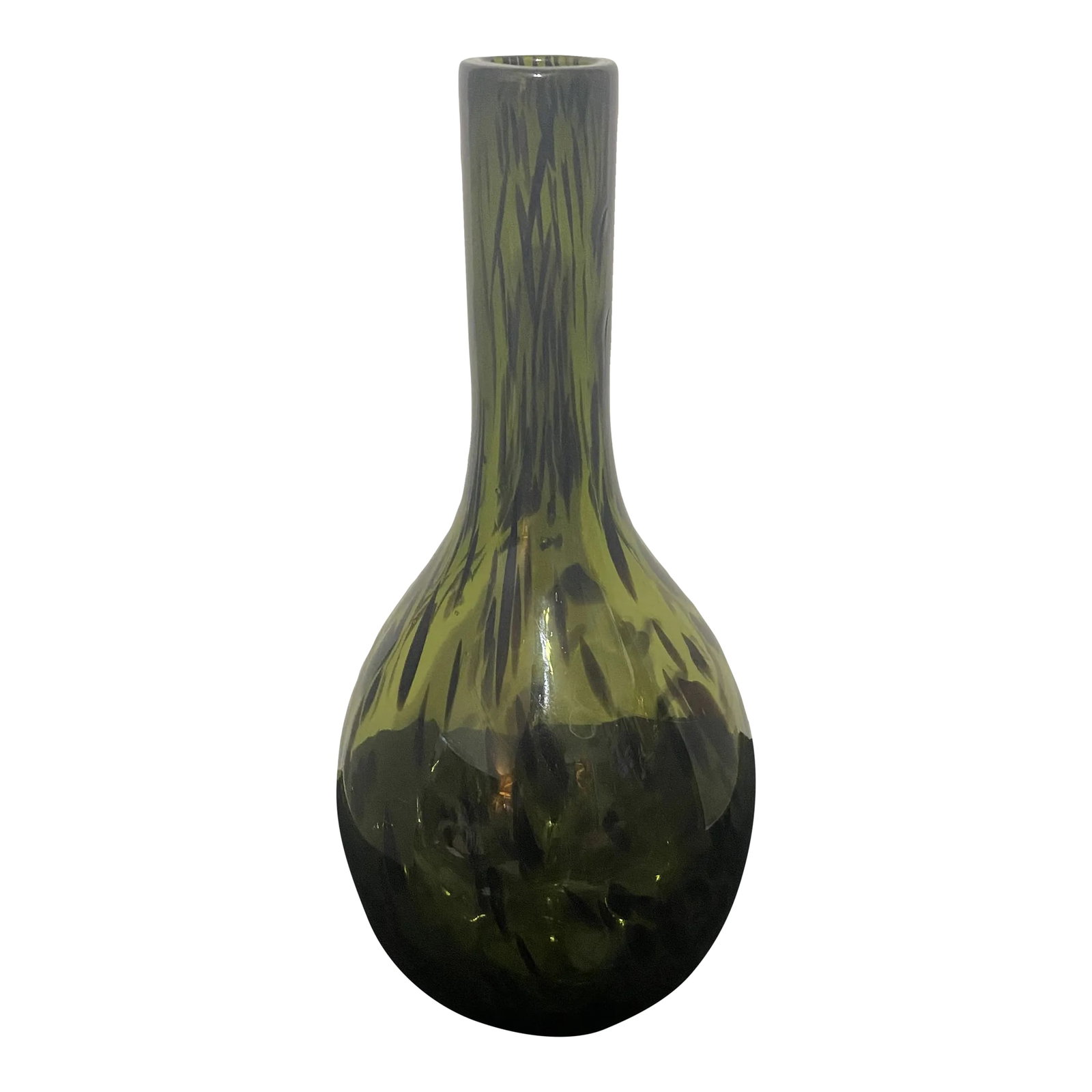 1970s Large Green Tortoise Opaque Mid-Century Modern Murano Vase: Very fine quasi Marano they in a dark green tortoiseshell technic Condition: Alterations: Original Condition Unaltered Imperfections: Some Imperfections Condition Notes: Having only minor imperfection