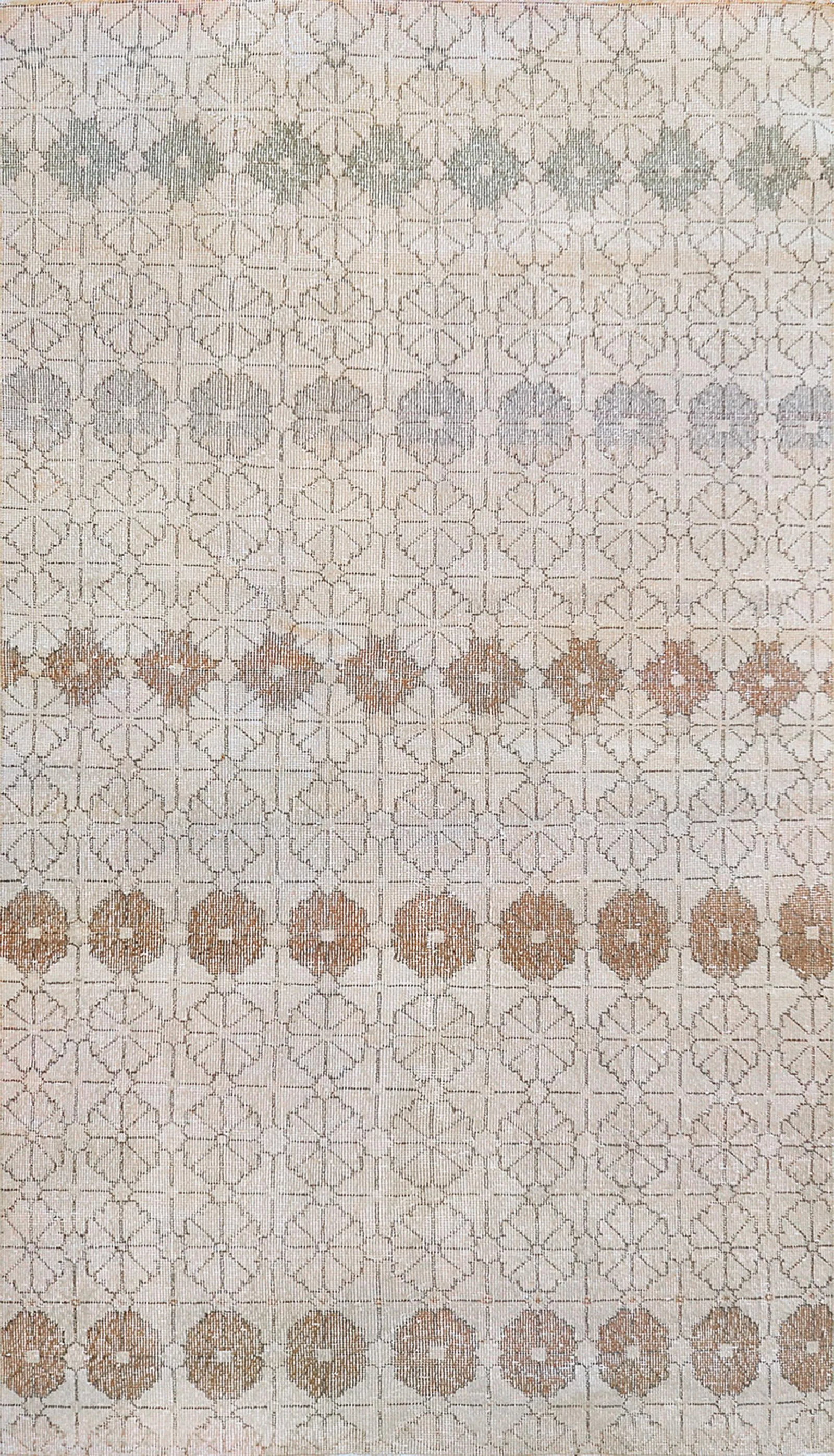 Mansour Fine Handmade Turkish Rug: Genuine handwoven rug from Turkey. This high quality brand new modern rug features a beautiful color scheme and a vintage distressed look with signs of wear created by the artis .Made of 100% fine