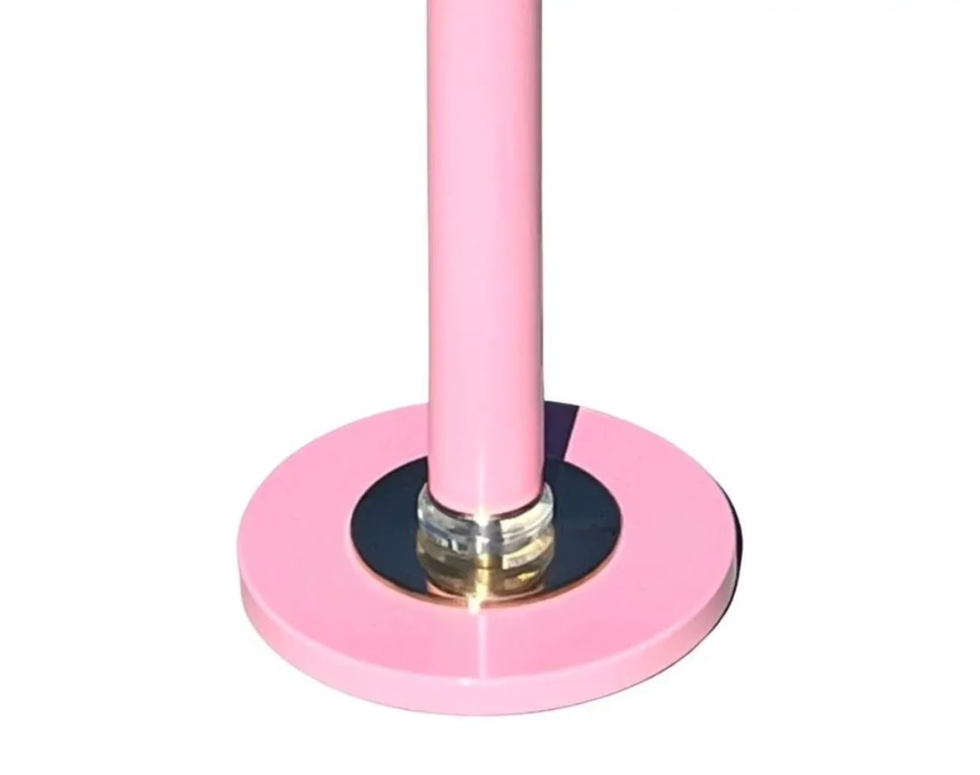 Postmodern Art Deco Pink Black Acrylic Shade Touchier Floor Lamp in Brass and Lucite, 1980s - 5