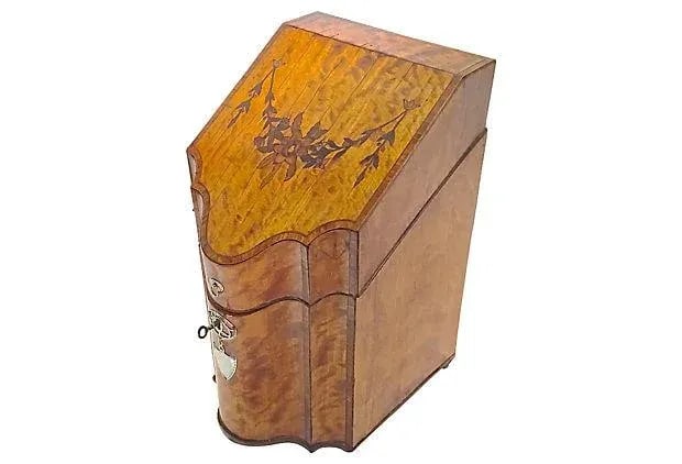 Antique English Burl-Wood Knife Box - 3