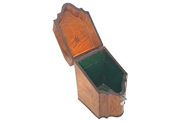 Antique English Burl-Wood Knife Box - 5