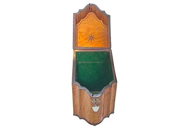 Antique English Burl-Wood Knife Box - 6