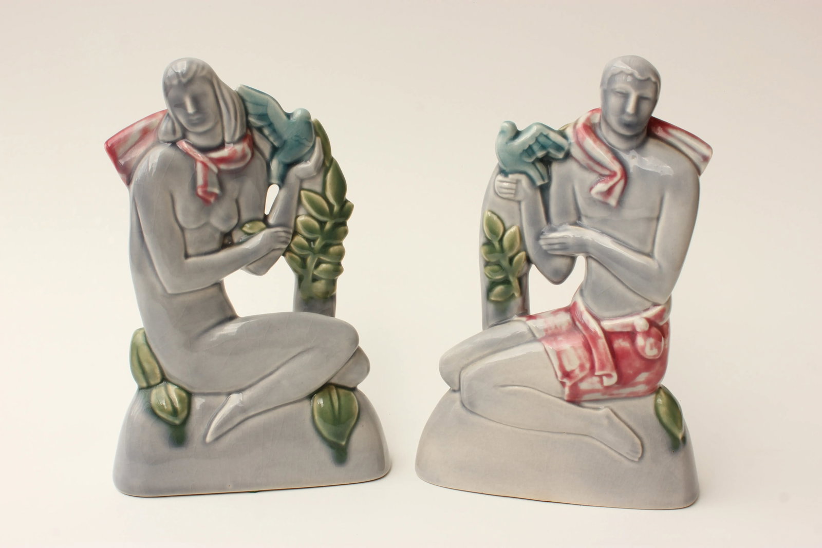 Art Deco Male and Female Sculpture - Pair - 2