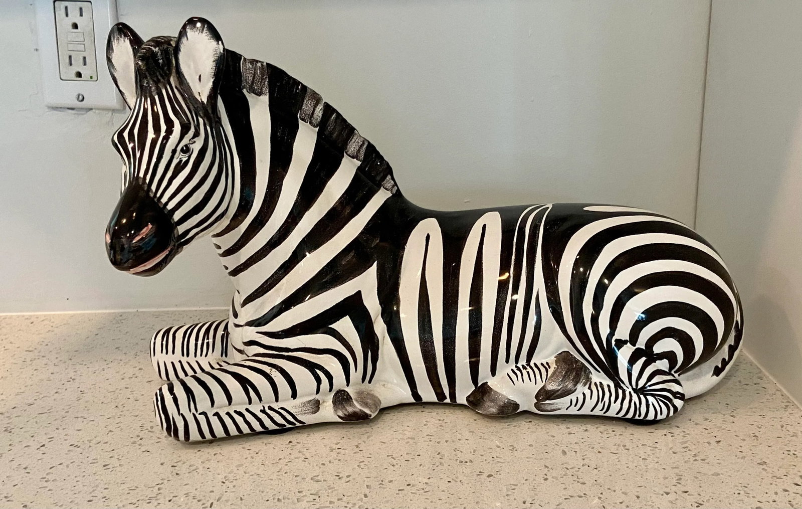 Italian Vintage Hand Painted Porcelain Large Zebra Sculpture - 11