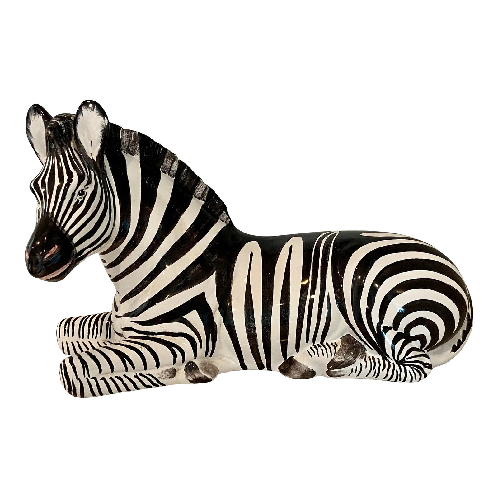 Italian Vintage Hand Painted Porcelain Large Zebra Sculpture (1 of 11)
