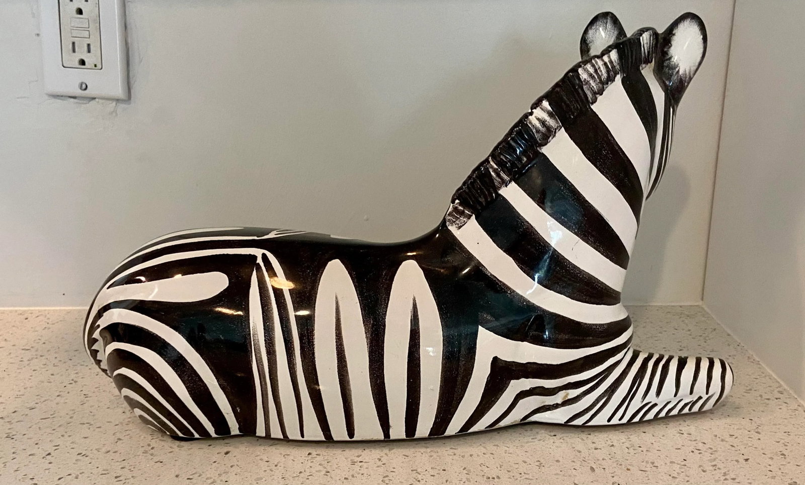 Italian Vintage Hand Painted Porcelain Large Zebra Sculpture - 5