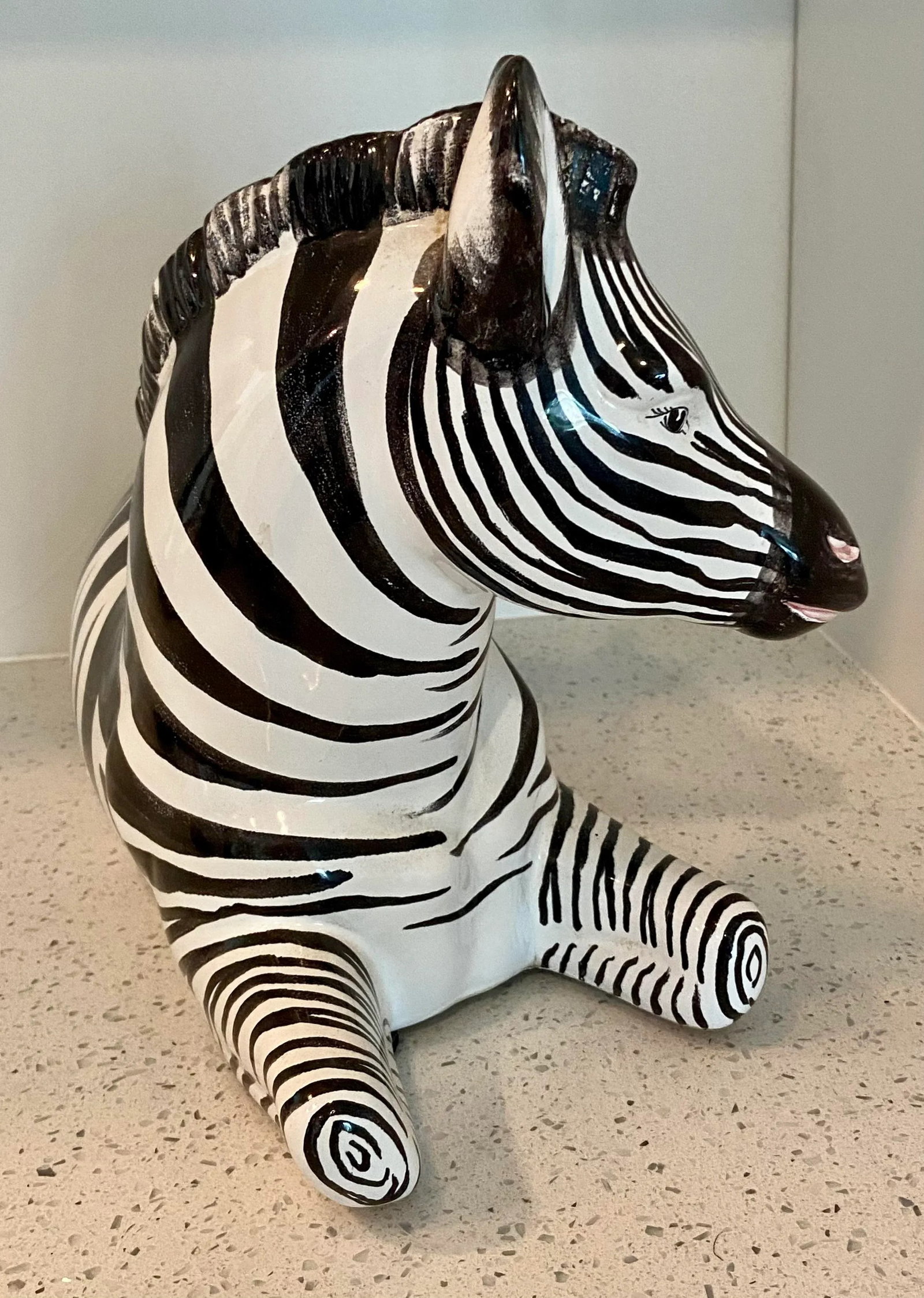 Italian Vintage Hand Painted Porcelain Large Zebra Sculpture - 6