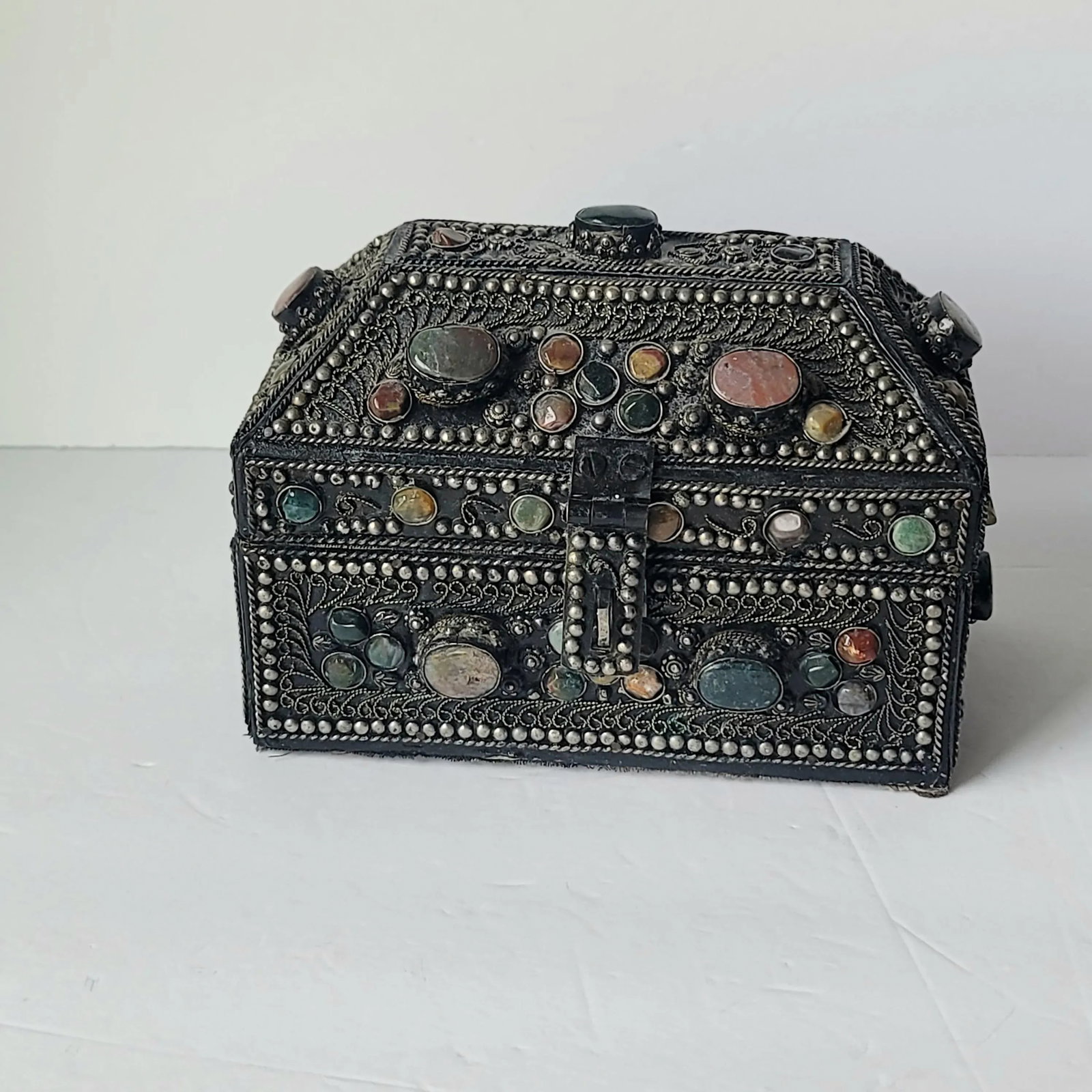 1970s Vintage Agate Inlaid Moroccan Jewelry Box - 3