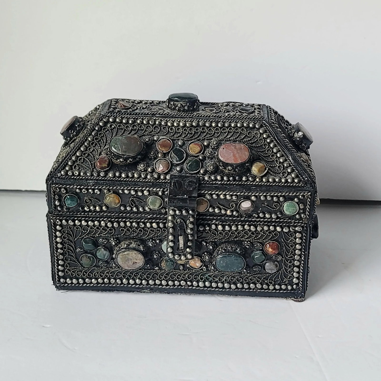 1970s Vintage Agate Inlaid Moroccan Jewelry Box - 7