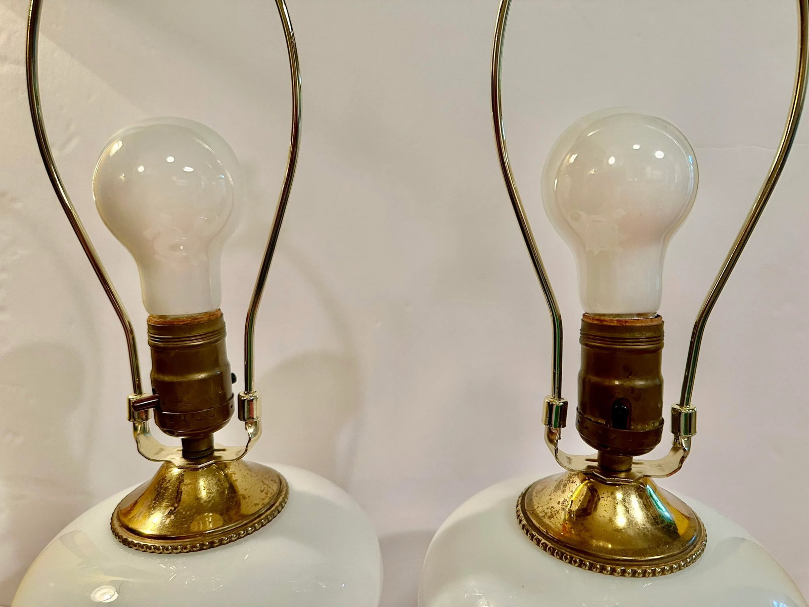 1950s Milk Glass Table Lamp Pair - 11